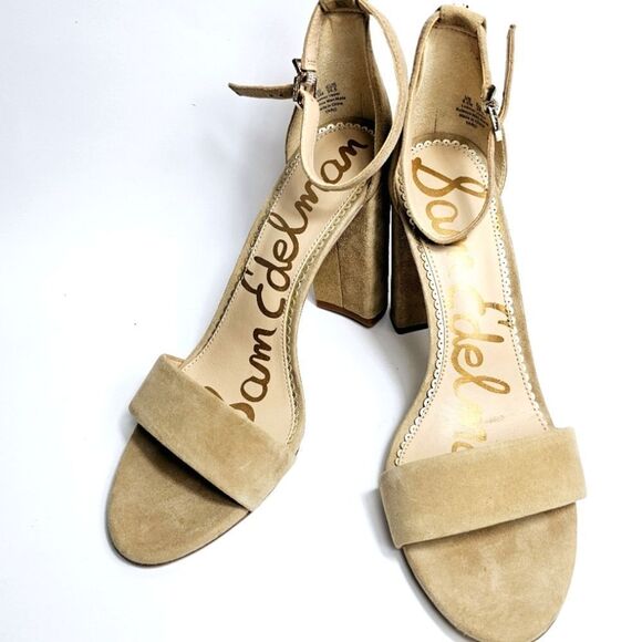 Sam Edelman Yaro Ankle Strap Sandal Beige Suede Size 9.5 - Picture 1 of 8